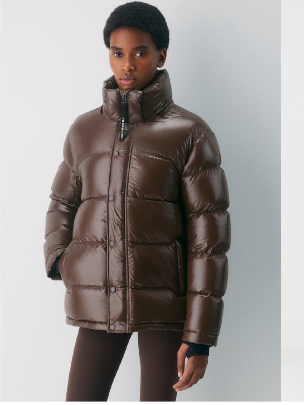 Aritzia The Super Puff Jacket Hi Gloss Rich Mocha Brown 2XS